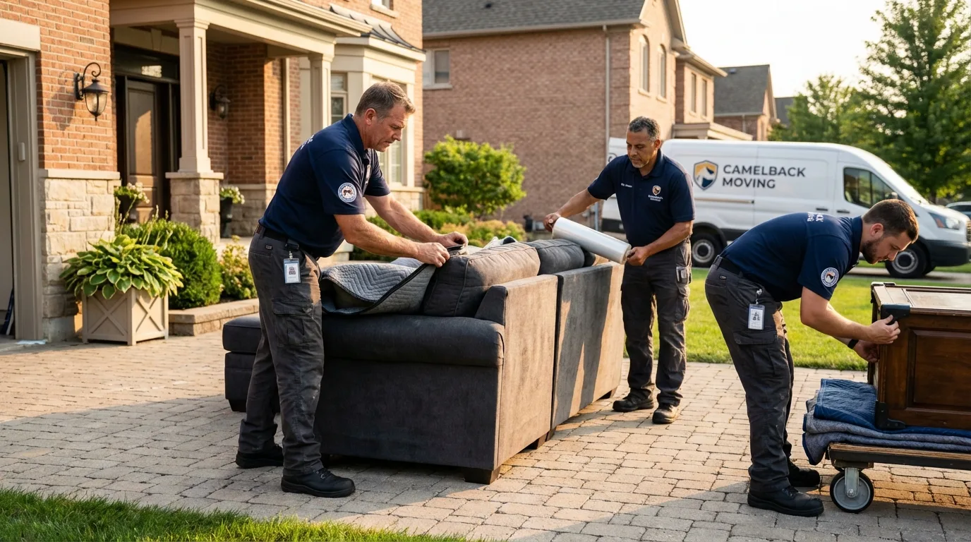 Large estate moving crew wrapping furniture in Bernie, MO